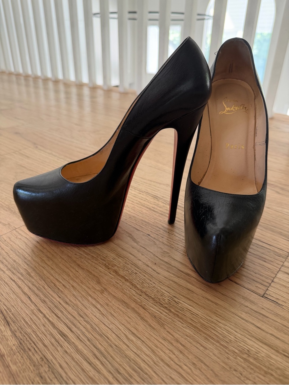 Christian Louboutin Black Leather Platform Stiletto Pumps